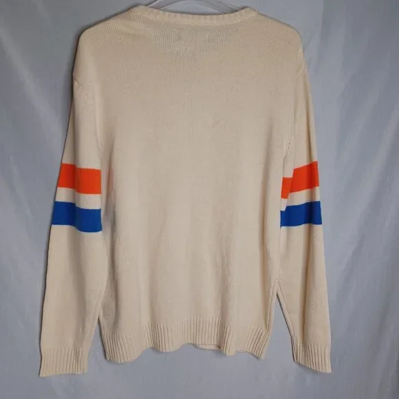 Black Pike Nasa Bear Sweater Mens XL Beige Knit Long Sleeve Blokecore Striped - Picture 2 of 9